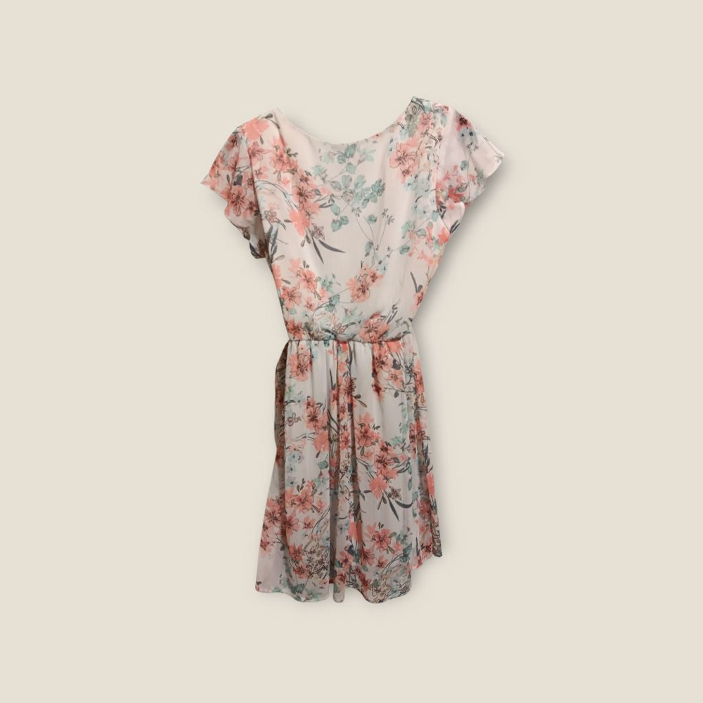 AS U WISH White & Pink Floral Faux Wrap Dress Size S - Picture 6 of 8